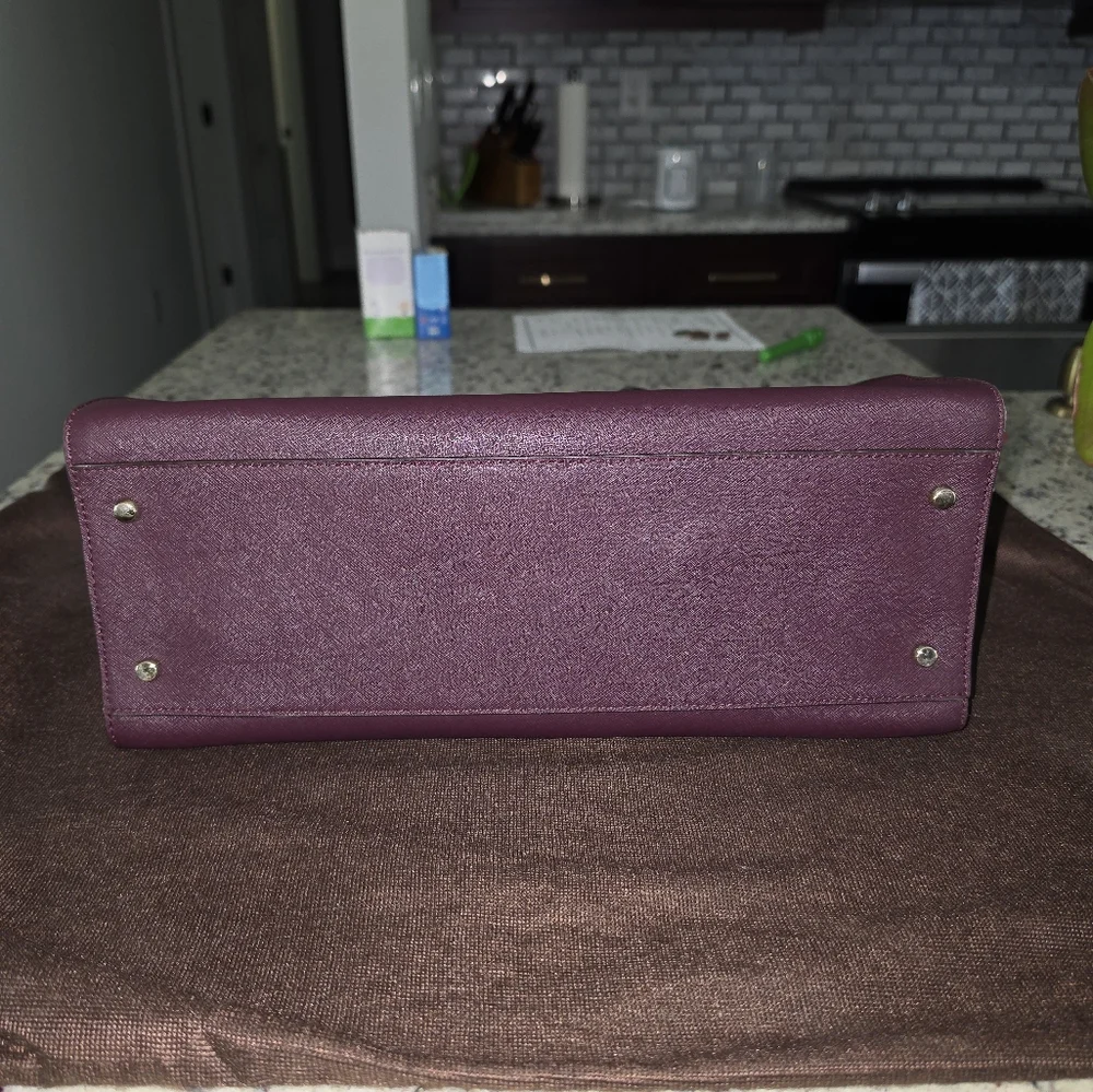 kate spade deep plum Saffiano leather satchel with gold hardware